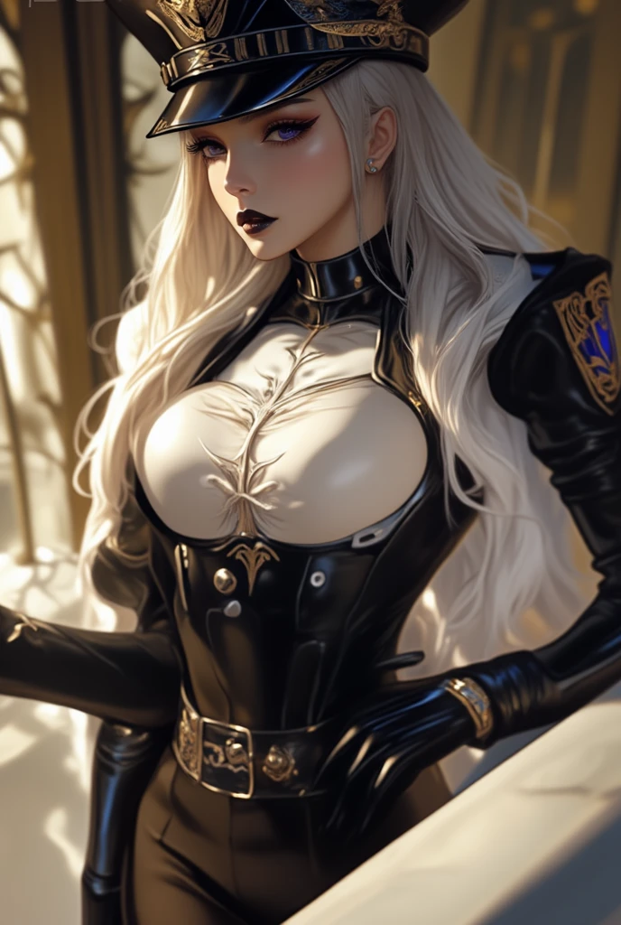 Beautiful 20 year old woman, (((Silver ponytail))),(((Dark Skin)))、Dark Knight,(((Black Dress)))、Black Panties、In the Dark、(((Photo taken from below)))