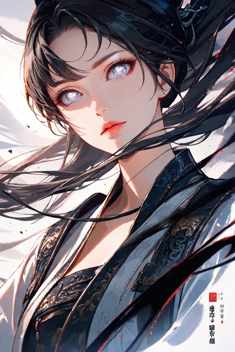 Top Quality, Realistic, Jet Black Background, High Resolution, Soft Focus, (Snowfall: 1.5), (Haze: 1.5), (In the Deep Forest), (Falling Snow), (Snowfield), (Field), ((Moonlight)), (Blowing Snow)))), (Snowstorm)))), Jet Black Night, (The ghost of a beautiful snow woman with jet-black long black hair in a white silver yukata), Anger, Fury, Melancholy, Shaking black hair, Glossy, Shining skin, Beautiful and beautiful, bewitching, chaotic, depth of field, ghost, losing yourself in anger and forgetting the cold, thrusting your arms forward, arms forward like Kyonshi, monochrome, black and white, platinum eyes glaring at you, only white skin glossy in a black and white world