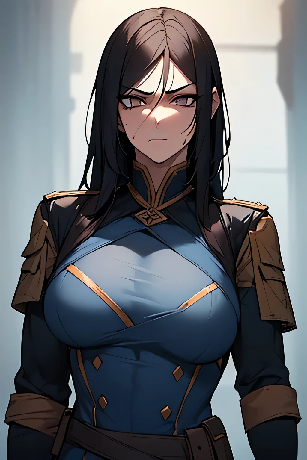 Human fantasy Thief Girl, medieval fantasy setting, human, 25 years old, long black hair, Arab features. fantasy medieval clothes inside a dungeon