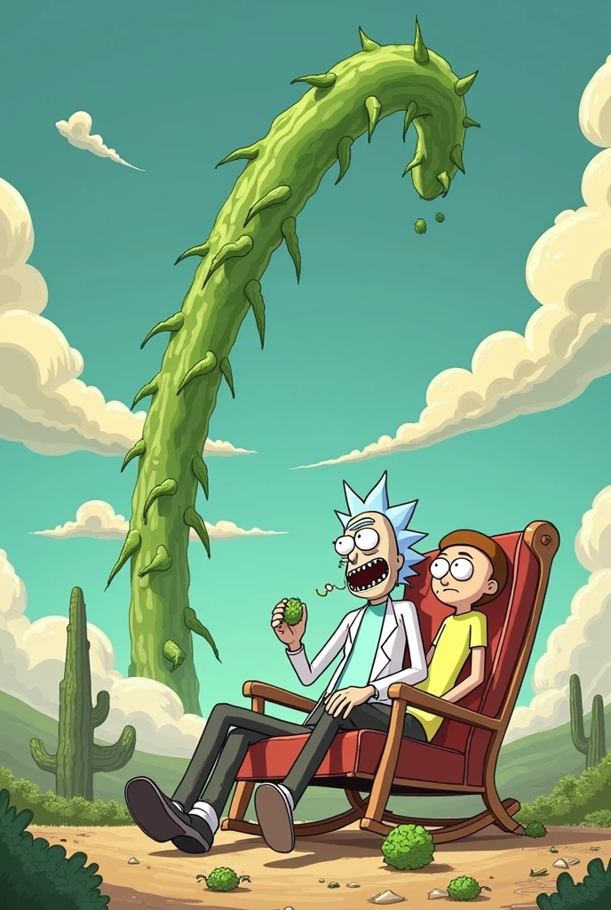 I want Rick and Morty smoking and it says LINE SKY very large cover