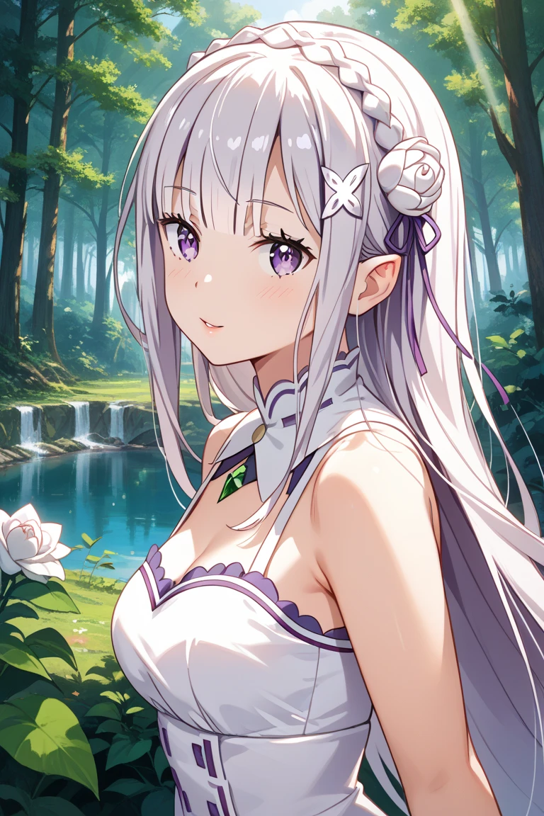masterpiece,highest quality,Highly detailed face, water effects、Light effects、Feather Effect,Sparkling eyes,Highlighted eyes, Medium chest,pretty girl,smile,Embarrassed,Cat ear,Beautiful silver hair,Pink inside,Beautiful pink eyes,Cherries