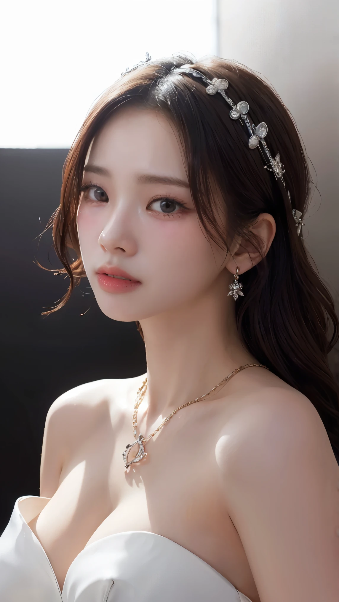 perfect figure beautiful girl:1.4, ars old, cleavage, huge breast Layered Hair Style, (Cleric:1.5), Jewelry Decoration, Highly Detailed Face and Skin Textur, double-edged eyelid, Whiten the skin, long hair,  (background snow plains), diamond dust,