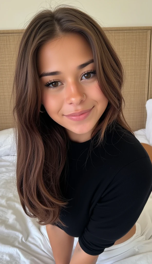 Fille brune réaliste cheveux mi long style latina 