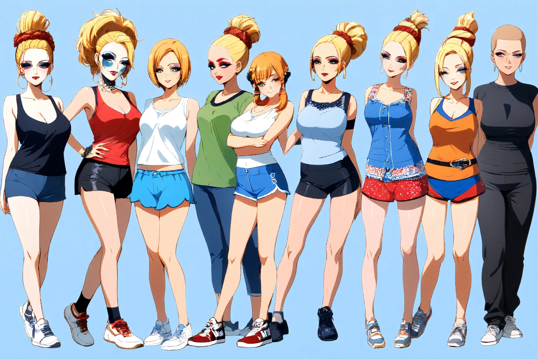 ladies with summery colourful bikinis, navel visible, pareo, various ethnies, various haircuts, 90s, masterpiece, best quality, (extremely detailed CG unity 8k wallpaper), (best quality), (best illustration), (best shadow), absurdres, realistic lighting, (Abyss), beautiful detailed glow,
