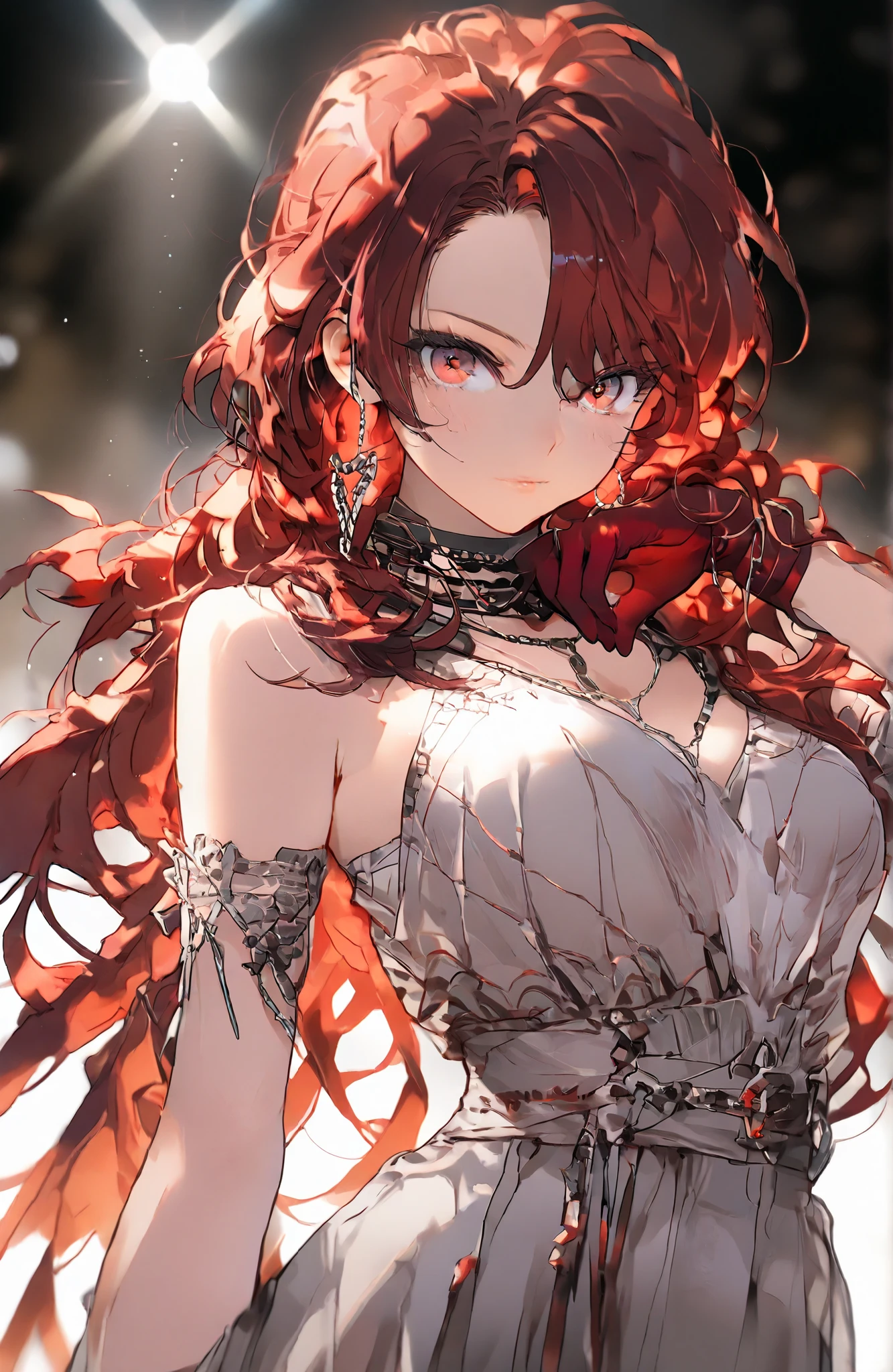 Anime girl with red hair and a white dress - SeaArt AI
