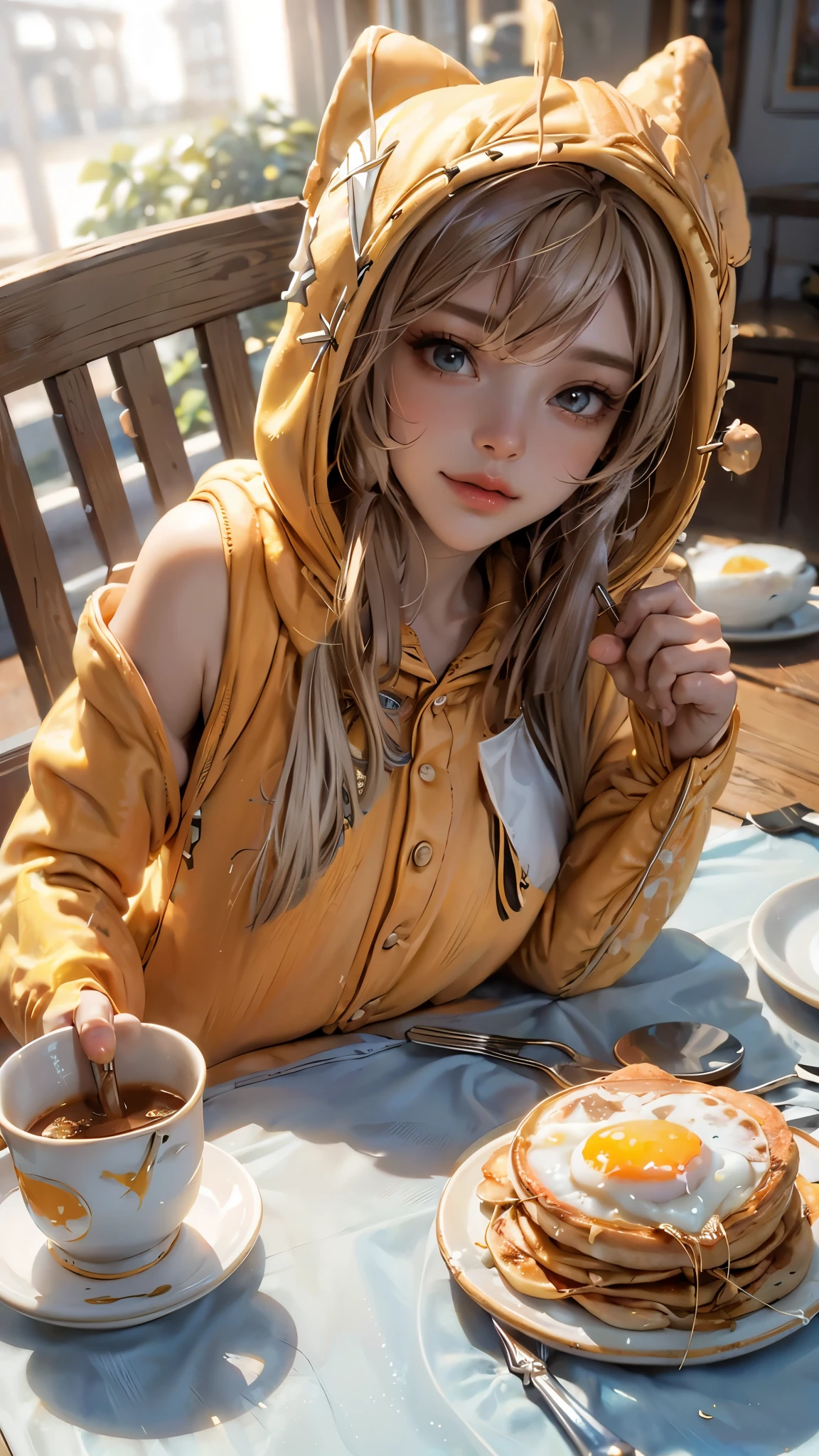 Long straight yellow hair