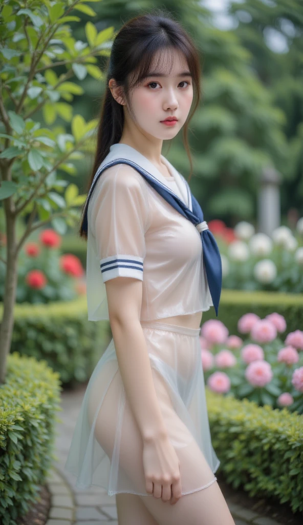 See-through sailor suit、Transparent nipples、Sheer skirt、School