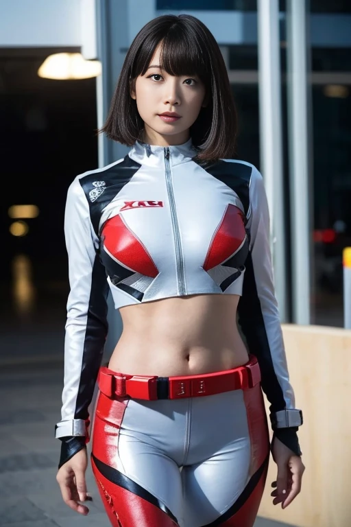 Woman body defined thick thighs cybernetic body parts, short underwear