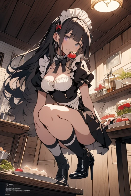 1 girl, standing alone, (work of art, best qualityer:1.4), perfect lighting, Taokakams, hooded cloak, animal hooded cloak, cat hooded cloak, Eyes red, hooded cloakie, Tailpussy,cat Tailpussy, ssmile, ssmile, teeths, claws, thicc thighs, darkskin, bunny outfit, pantyhose, fake bunny ears, wrist cuffs, butterfly necktie,