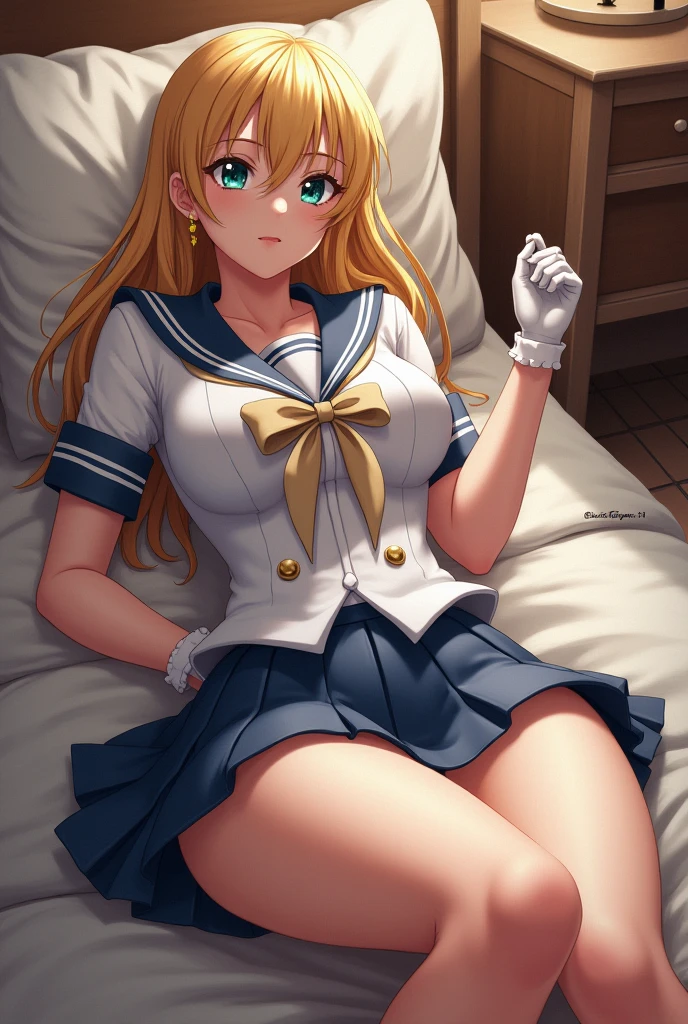 (best quality:1.1), (masterpiece:1.4), (absurd:1.0), image, closure,A girl, Sailor Uranus, , Mature woman, Small Breasts, Eye of Water, Blonde, Sailor Soldiers, Sailor collar, Thoracic arch, Buck Bow, Pleated Skirt, White Elbow Gloves, Big Ass, Mini skirt , Jewelry, earrings, Lying on the floor, Show your butt, Micro Thong, Very sexy , Nice ass. (Lying on the floor) Chain around the neck, Slaves.