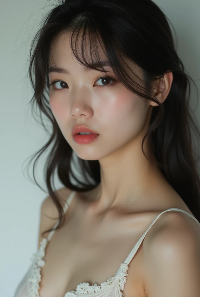 Highest quality, RAW Photos, Realistic Face, Incredibly beautiful girl, Cute Japanese Girls, Silky smooth and lustrous hair, Depth of written boundary, High resolution, Super detailed, Extremely detailed eye and face, Sharp pupils, Realistic students, Sharp focus, Cinema Lighting, small, (small breasts:1.2), (slim, , delicate), Thin thighs, (Tight waist:1.2), Delicate and sexy collarbone, (Sailor suit:1.2), (Lifting Sailor suit to show off a small cute bra:1.5)))、naked, nipples showing