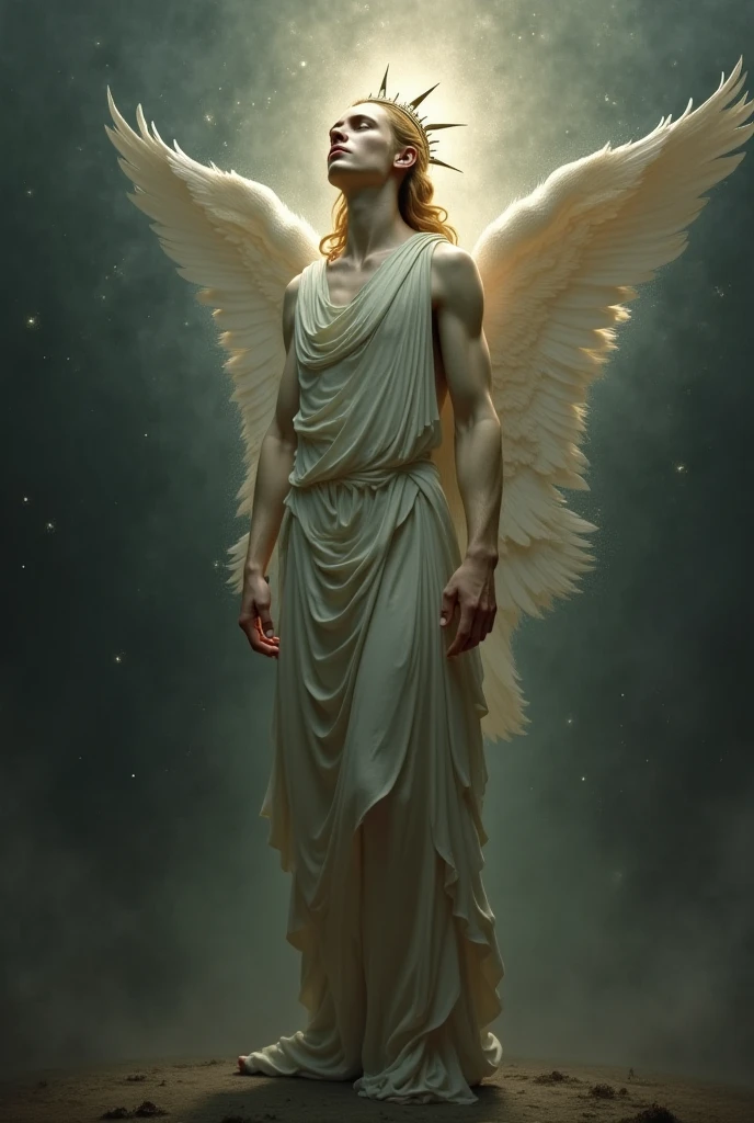 Tall and strong young teenager with covered face angel