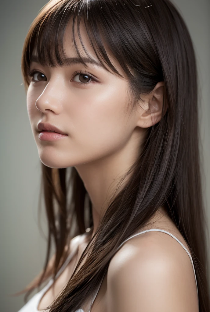 a close up of a woman with long hair wearing a vest, hybrid of gal gadot, nina dobrev, julia sarda, blanca alvarez, photo of the beauty gal gadot, olga kurylenko, keira knightley, kiera knightly, gal gadot, kiera knightley, summer glau, vesper lynd from casino royale