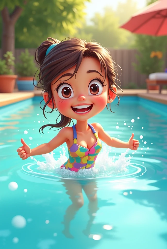  girl in at the local swimming pool