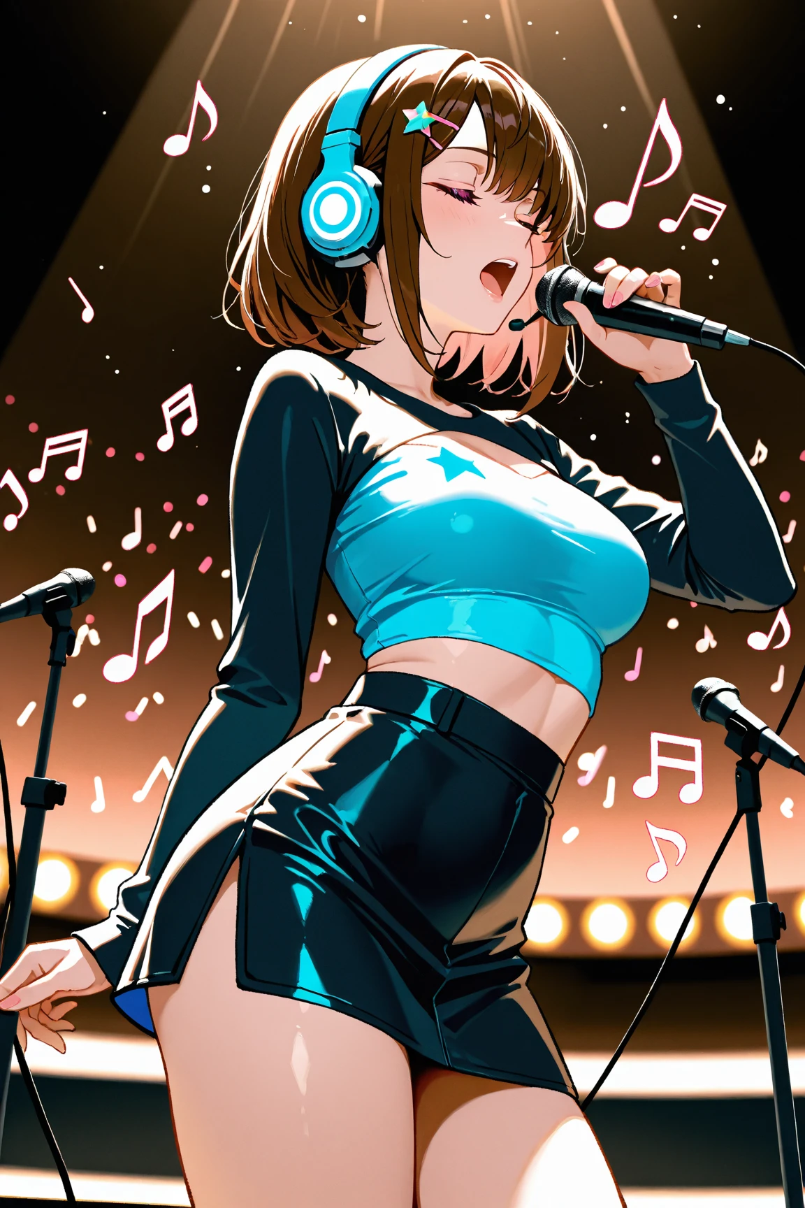 1 woman, alone, 8K, masterpiece,, Masterpiece, 8ก, (big breasts:1.5), Cute face, , look at the audience., Stationary face , (nipple:1.6), (hairy:1.3), blue panties,
