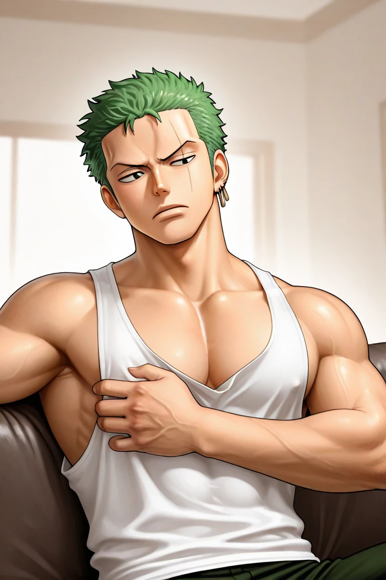 Zoro from one piece playing with his dick