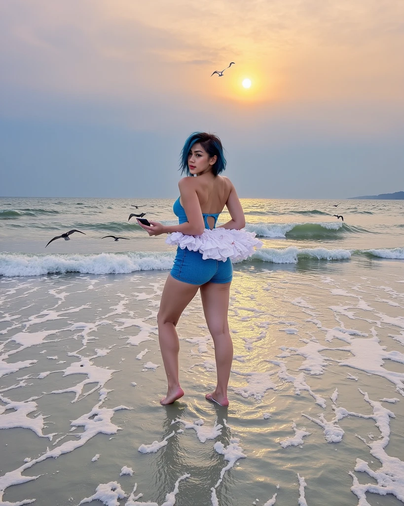 photorealistic super gorgeous girl 25 years old with huge breasts and a huge butt very narrow waist super sexy slightly transparent dress you can see the underwear underneath which is with lace is very detailed image 4k full hd wallpaper screensaver