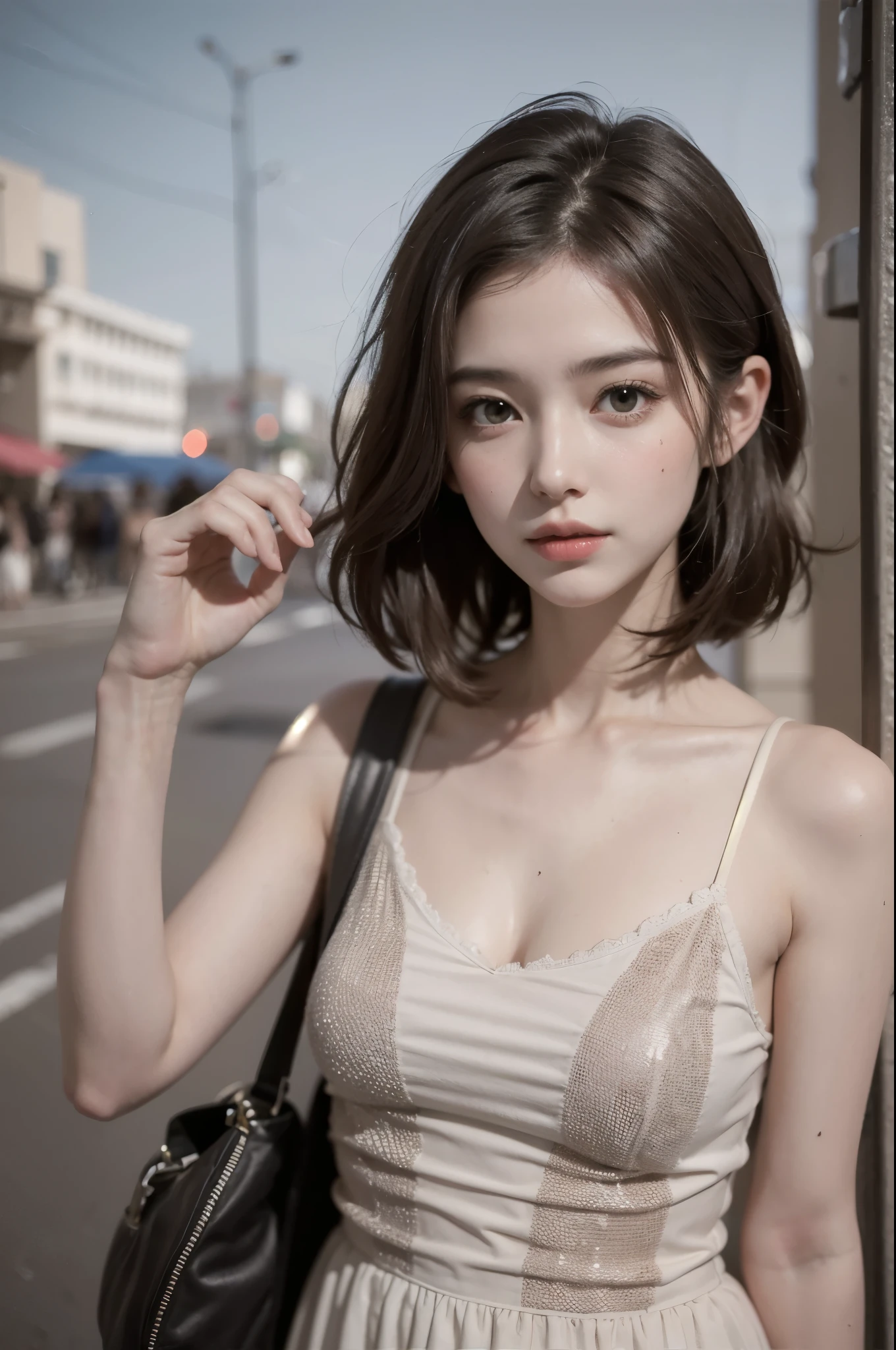 (masutepiece, Best Quality, ultra-detailliert: 1.6), Illustration, (Single, 1 girl, Beautiful detailed eyes: 1.2), city, Street, Cute, Otherworld.