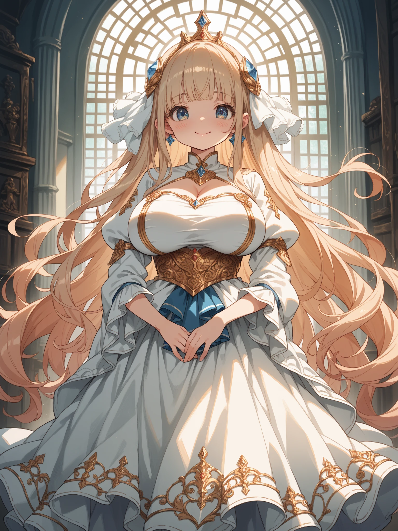 Adolescente,fantasy world princess,obsesionado,Rico escote,Enamorado,sagrado,(Vestido princesa amarillo y blanco:1.3),pelo rubio ojos azules,ojos azules,Super Super Detail,volanteucho encaje,(Hay rayas en la ropa.:1.2),(vestir bien:1.1),(falda de varias capas),Ropa transparente transparente,hermoso rostro detallado,movie lighting,la noche,The only person,cord,(Brillar:1.2), (La mejor calidad en el mejor de los casos.), (obra maestra:1.2),Piedras preciosas brillantes