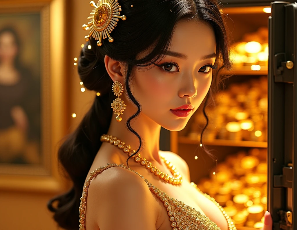Best Quality, masutepiece, hight resolution, 1girl in,china wedding dress,Hair Ornament,Necklace, Jewelry,Beautiful face,Inserting a into the_Body, Tindall Effect,Photorealistic, Dark Studio, Rim lighting, two tone lighting,(High detailed skin:1.2), 8K UHD, Digital SLR, Soft lighting, High quality, Volumetric lighting, Candid, photograph, High resolution, 4K, 8K, Bokeh