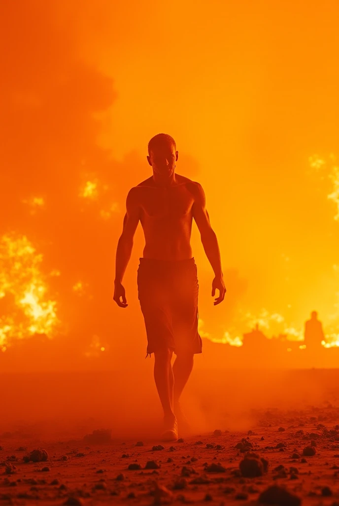 cinematic film still  <lora:Hollywood Cinematic Film style v1:1> high contrast, 
A dramatic cinematic photographic image of a woman in a white  standing in front of a fire,solo,1boy,standing,swimsuit,male focus,dark skin,leotard,one-piece swimsuit,highleg,dark-skinned male,fire,realistic,highleg swimsuit,bald,burning , Commercial advertisement themed, sharp, detailed, epic photography, artistic, creative, dramatic light, cinematic style, Kodak film style, different lighting style, different color style, different background, different scene, different person, different people, different race, different gender, 8k resolution, Television advertisement Hollywood Cinematic Film style . shallow depth of field, vignette, highly detailed, high budget, bokeh, cinemascope, moody, epic, gorgeous, film grain, grainy