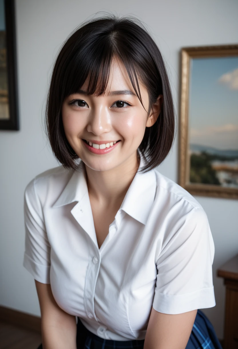 ((from below:1.5)), ((whole body:1.5)), (ultra detailed), (masterpiece), (best quality), Highest quality, Realistic, Surreal, Highest quality, Extremely detailed CG, Very delicate, 16K wallpaper, High resolution, 1 Girl, 43歳の日本people女性, (small eyes:1.5), ((Two very small moles on my right cheek:1.5)), (Skin dents), Medium Chest, (cinematic lighting), (The city of Ginza at night), people々, (bob cut:1.5), (medium hair:1.5), (graduated haircut:1.5), ((White blouse:1.5)), (I wore it:0.8), Nice, bloom, Floating Hair, (Dynamic pose:0.6), BREAK ((in the night:1.5)), Beautiful moonlit night sky, (Shy Smile:1.2), Thin lips, slim, (Highly detailed face), (Highly detailed facial expressions), (Face the front completely:1.5), ((Looking into the camera:1.5)), Slender body, Large file size,