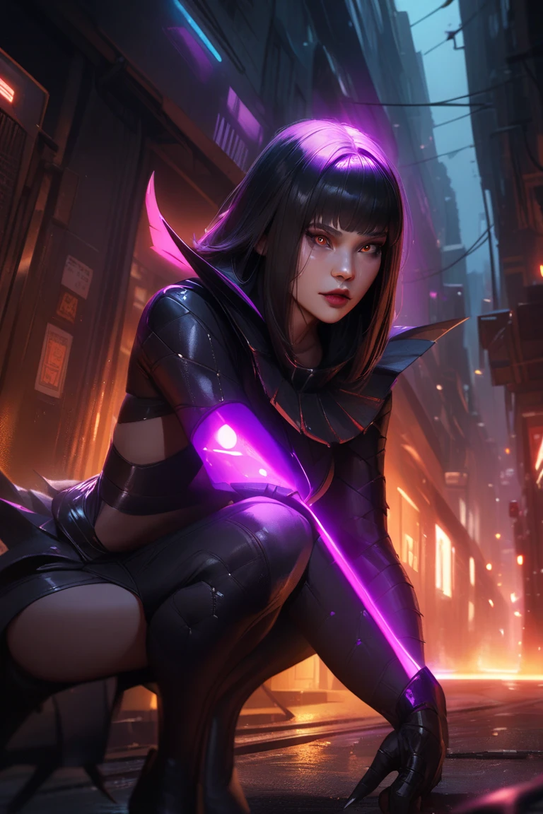 solo (((raven)cosplay))), hotraven, rvn (from DC comics), perfect face, detailed eyes, wide hips, cute seductive sensual perfect body, black leotard (((background can be seen gloomy place)), full body 8k, hyper realistic, ((( as Unreal Engine rendering))) (big breast) everything that looks like a 3d render (((on an empty background)))