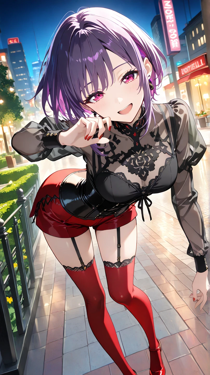 masterpiece, Highest quality, One girl, Purple Hair, Golden Eyes, Dragon Horn, short hair, mysterious, cute, piece,