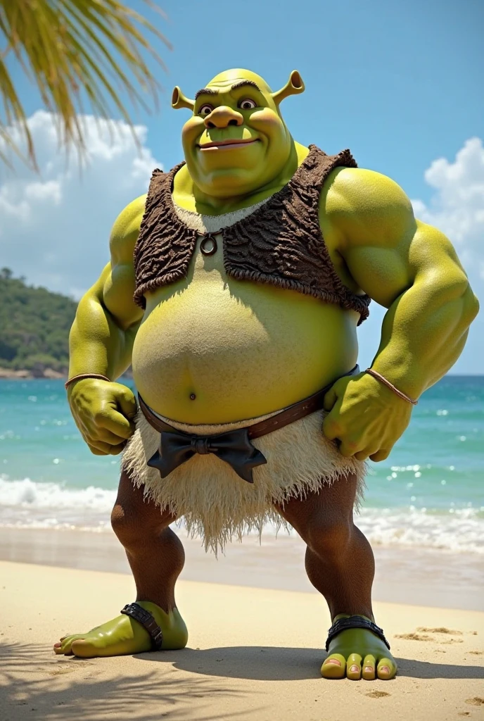 small goblin with a prominent belly, fat belly, muscular, view from below, speedo(Nswf), huge belly, sexy