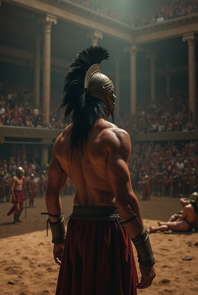 Spartacus defeating a Roman soldier