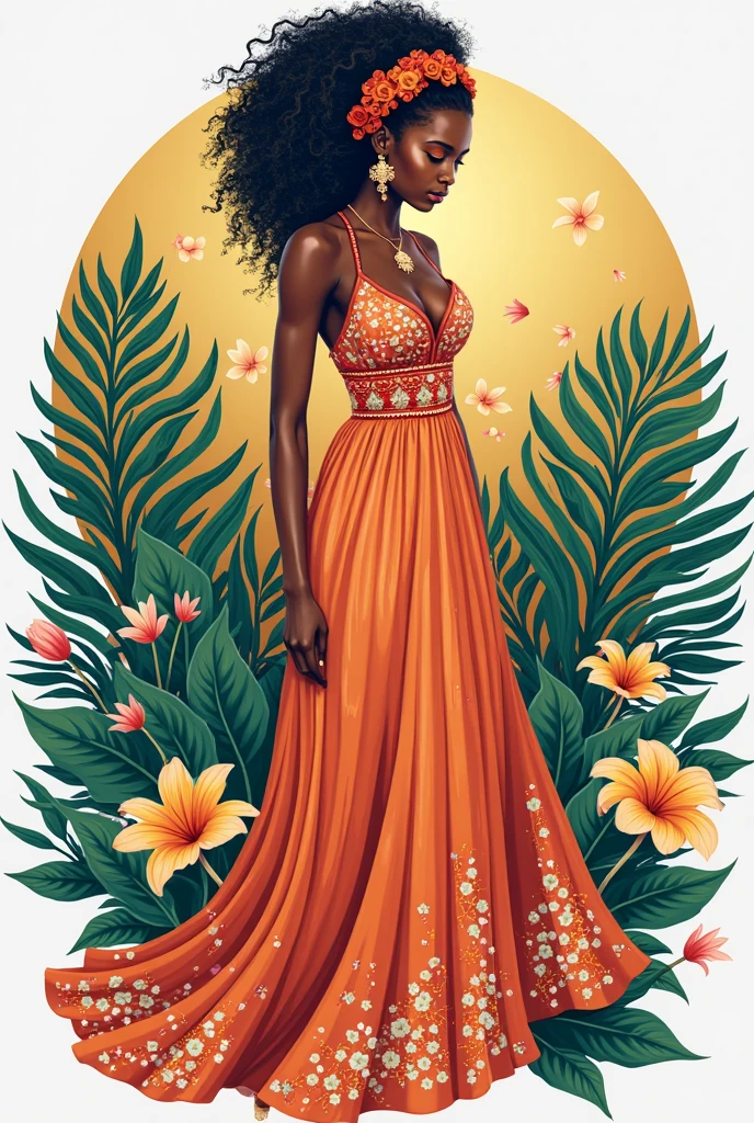 Full body, water colors, ink drawing, beautiful cyberpunk Ethiopian habesha woman, wearing smart digital sunglasses, clean defined delicate features, stylish long white cotton dress, cross necklace , colorful floral background, in the style of Albaso braids