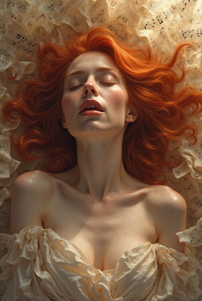 red-haired woman, sun
