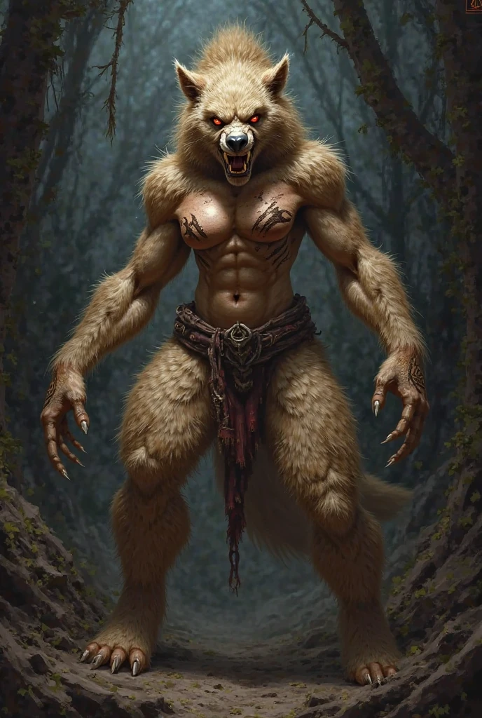 Male humanoid wolf peeing