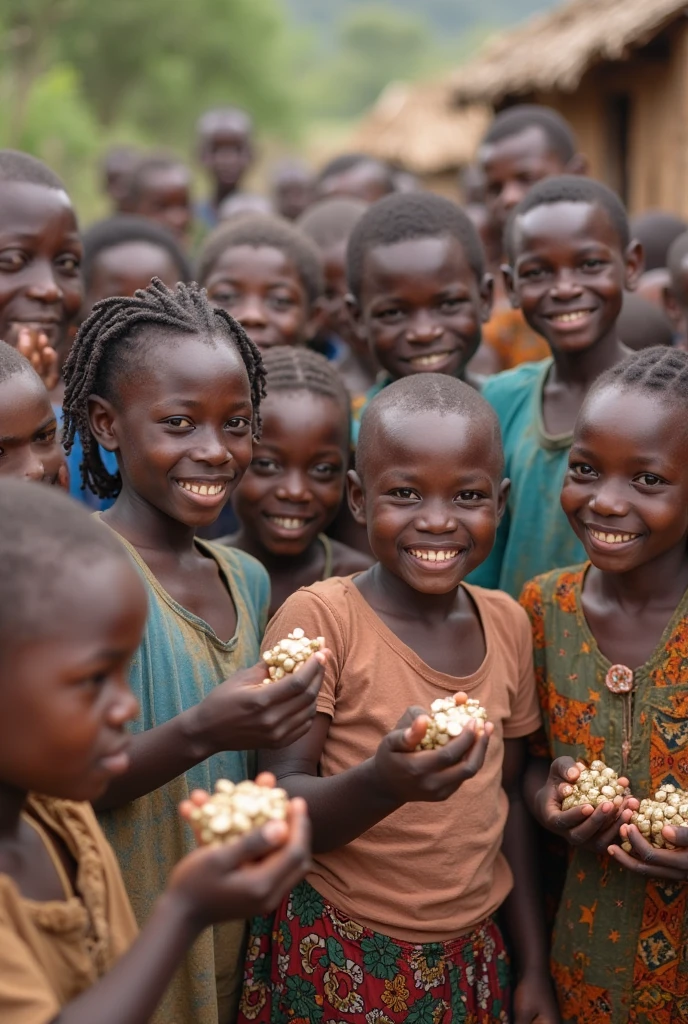 African children fighting over rice