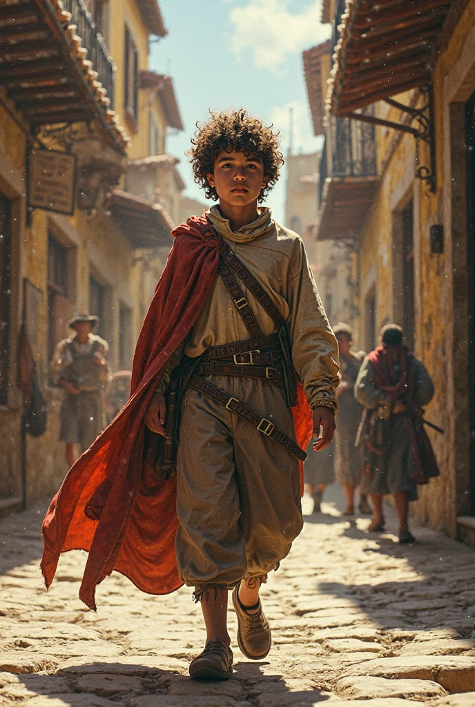 A Genoese boy, sold and taken to Spain, suffers abuse, But his love for his country leads him to defend the honor of Italy., Throwing the coins that were given to him out of pity. IN COLOR DRAWING