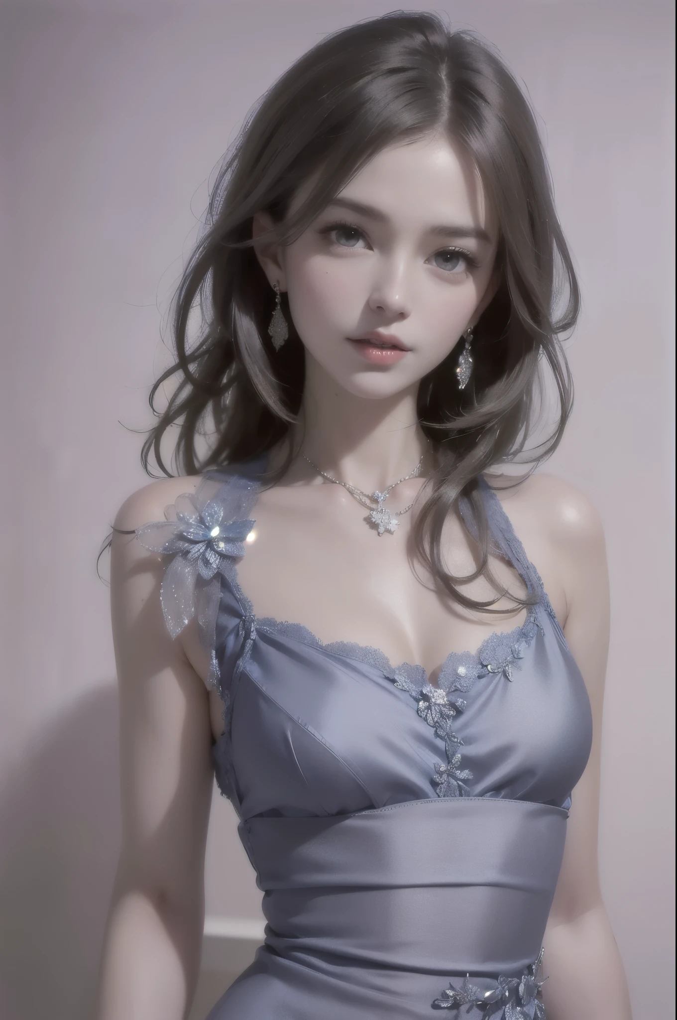 Special clothes57,dress,  ((best quality, 8k, masterpiece: 1.3)), ((knee shot)), sexy的亚洲女模特, blush, (seduct smile: 0.8), hair accessories, necklace, Jia, Tyndall effect, actual, light edge, Two-tone lighting, 8k ultra hd, SLR camera, high quality, Volumetric lighting, sneak peek, photo, high resolution, 4K, 8k, background bokeh, earrings, 35mm, High detail hair, broken to pieces, portrait, Ultra-clear face, (lakeside, grassland), slim and beautiful, sexy, slender legs, A plump chest, cleavage, (long hair casual, :1.2), The face is super delicate, exquisite eyes, double eyelids, necklaces, earrings, light and shadow, high detail light and shadow, (flowers, peony, Rose)