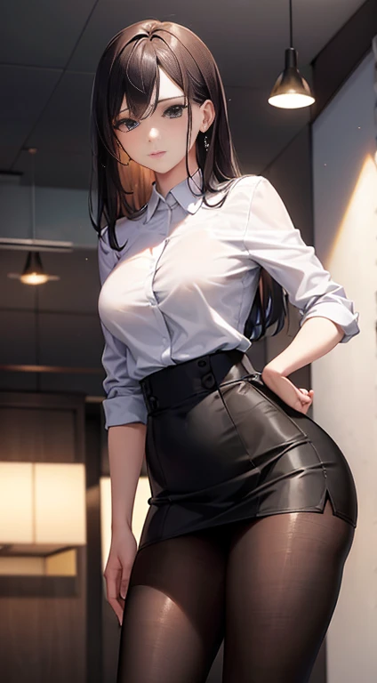 NSFW,masterpiece, best quality, 1 girl, 独奏, teenager, large breasts, light brown eyes, bangs, brond hair, braids hair, office staff suit, jacket, pencil skirt, upper body, standing, office,Best Quality,High resolution,8k,finelity detailed background,Masterpiece:1.2),beautiful girl,Shiny brown hair,asymmetrical hair,Beautiful brown eyes,Gentle look,A refreshing look,smile,Best quality,Best Quality,Aesthetic and aesthetic:1.2,Best details((Super detailed))(High-definition CG illustrations),Slender body,smile,blush,cute,Scrounge,Looking up,Being spoiled,super model,wariza,shoot from,above