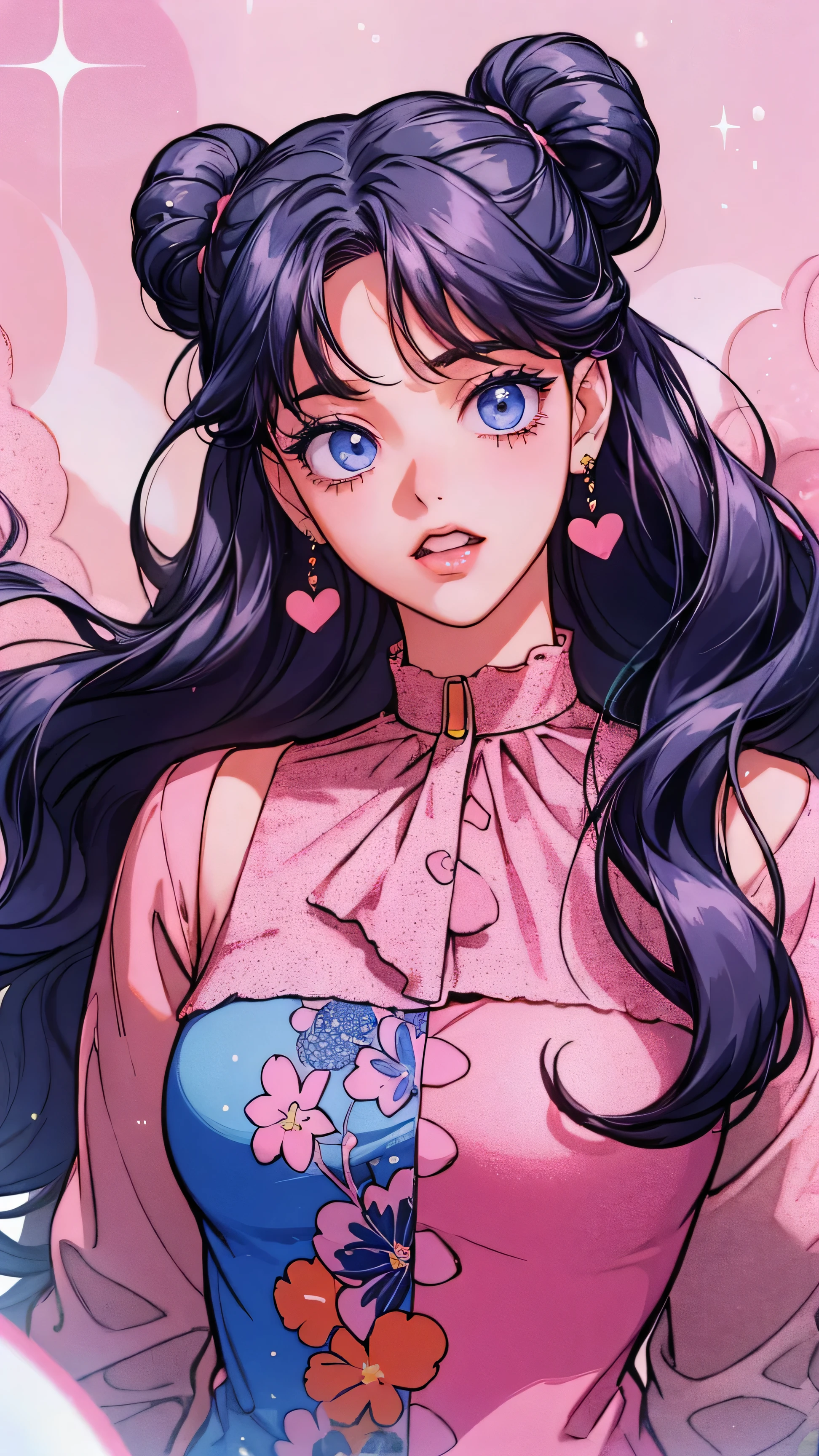 (risograph) simple background, tetas grandes, piernas
abiertas, escote, aausagi, dark hair,
twintails, parted bangs, circlet, jewelry, earrings,
choker, Cum en el cuerpo, ((pink lights blue sequin clothes)).
minimalistic background, happy,smile, hair Ornament, pink light blue sequin clothes, dark hair, full lips, pink flowers, hearts in background, Double bun, happy, upper full body in frame, upper full body photo