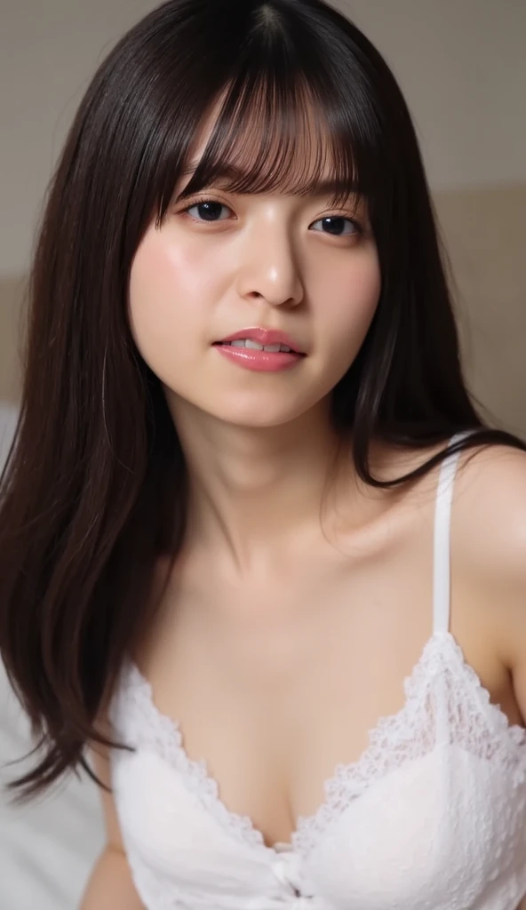 ((NSFW)), beautiful girl, having sex, love sex, ((sex with man)), ((inserting big penis into pussy)), ((half closed eyes)), ((brown eyes)), (18 year old teenage girl), light brown hair color, ((big tits)), lips, realistic, (slim face), ((skinny)), charming, pink lipstick, colorful makeup, long eyelashes, wearing eyeliner, fair skin, (cute), (detailed face), detailed eyes, detailed iris, complete naked,