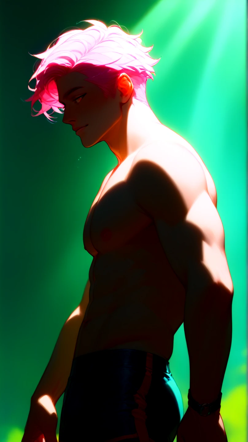 There is a statue of a man with a flower on his head, handsome guy in demon killer art, Rosla 1. 0, rossdraws 2. 5, Beef Cake Pose, wlop rossdraws, male art, Ross Tran style, Ross Tran 8 K, rossdraws 2. 0,  Handsome anime pose, Rossdraws digital painting