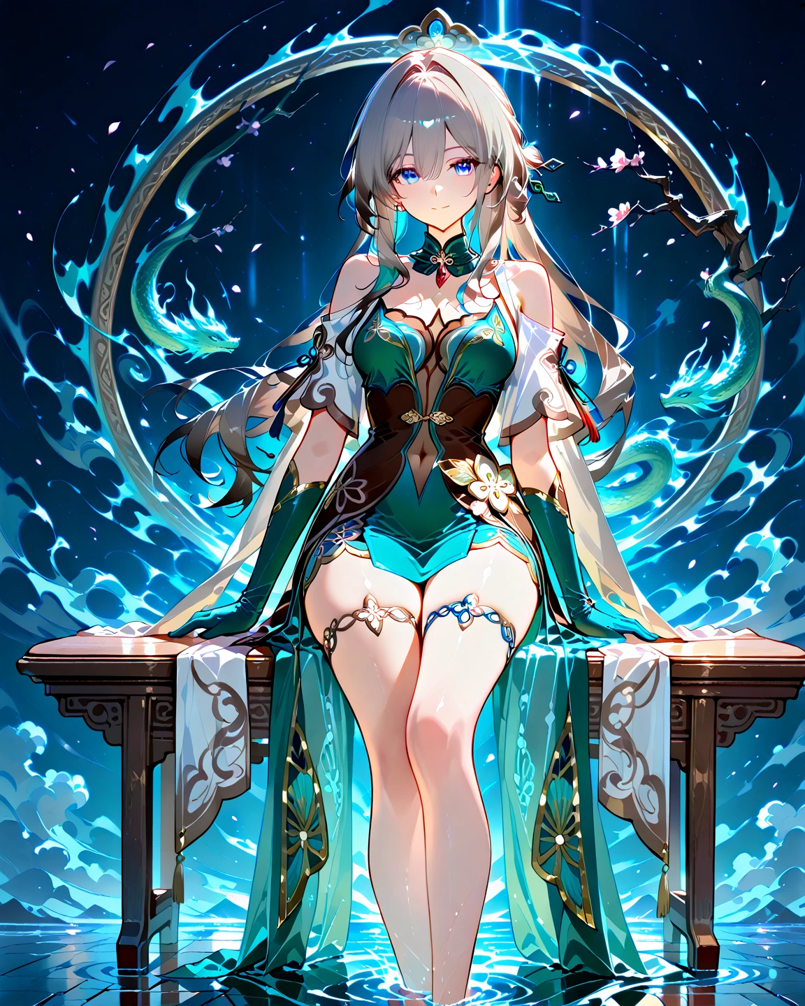 arafed image of a woman in a belly dance costume, alphonse mucha and rossdraws, by Yang J, inspired by Fenghua Zhong, full color illustration, a beautiful fantasy empress, inspired by Lan Ying, by Shen Zhou, a beautiful artwork illustration, by Qu Leilei, by Yan Hui, by Zeng Jing, by Lu Guang