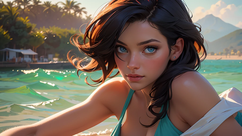 Elara Moonshadow is a young mage of approximately 25 years old, Known for her mysterious beauty and sharp intelligence. She has long black hair like night, that fall in soft waves up to the waist. Your eyes are a deep, intense green, capable of conveying both calm serenity and fierce determination.
