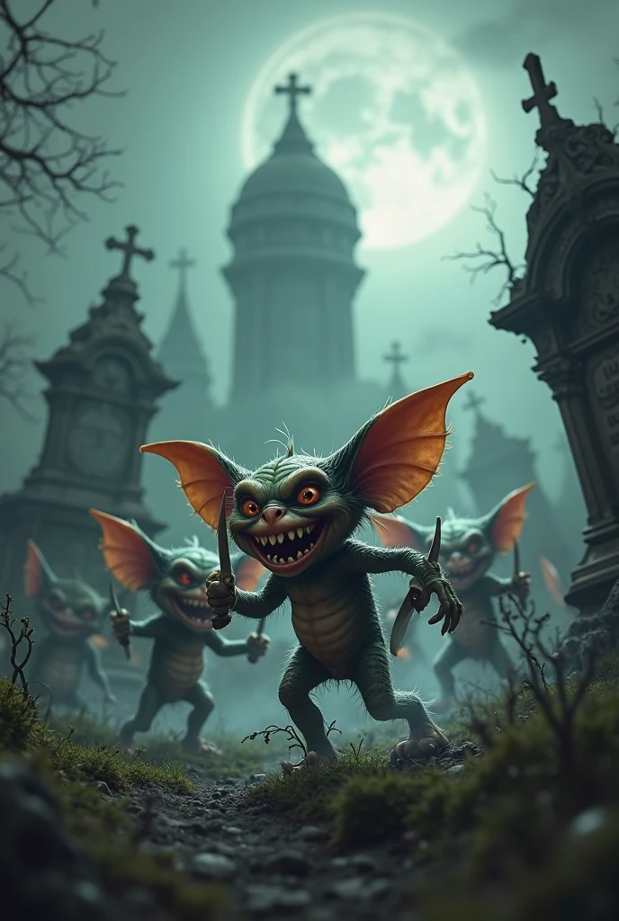 Goblin on the riverbank with bloodied hands in Lovecraftian style --auto --s2