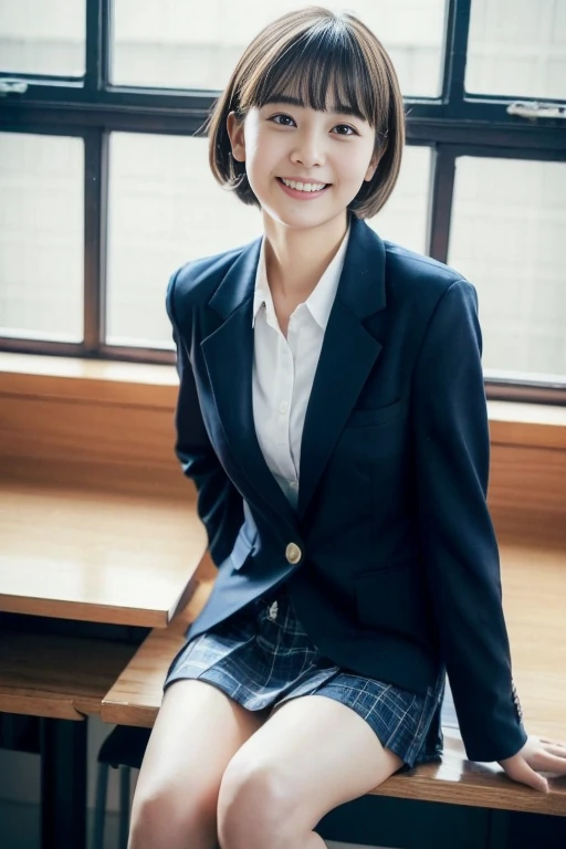 Korean School Uniform,Summer Uniform Shirts,Ribbon Ties,skirt by the,school classrooms,School stairs,Chest thrusting pose,8K raw photos,hight resolution,17-year-old Korean,very large round breasts,,beautiful eyes in detail,long eyelasher,beautiful double eyelid,eyeshadows,eye line,elongated eyes,elongated eye shape,Sanpaku eyes,evil smile,Evil expressions,beautiful and very thin legs, beautiful and very thin thighs,Random short hair,Hair tied at the back of the head,耳Nipple Ring,Bright blonde hair,Have sex with men,Conducting mating