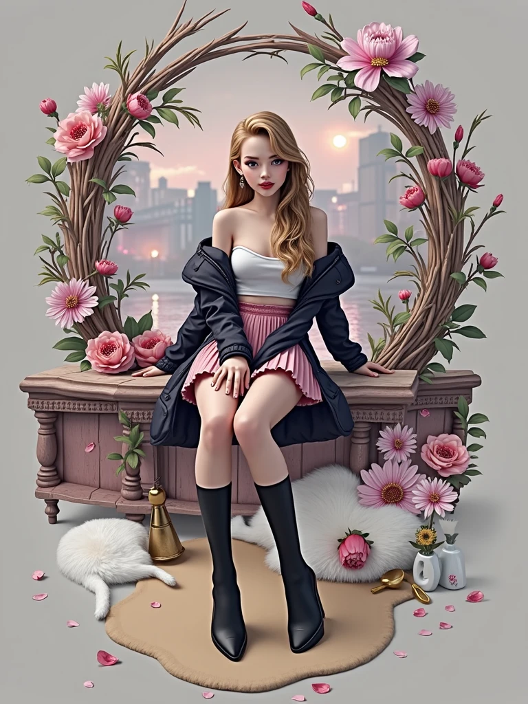 EXLorelei，sitted，Spread your legs，short  skirt，Place your hands on your chest，Thighs are plump --auto