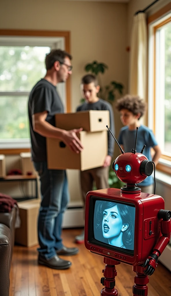 real photo family with phone is using ai bot assistant