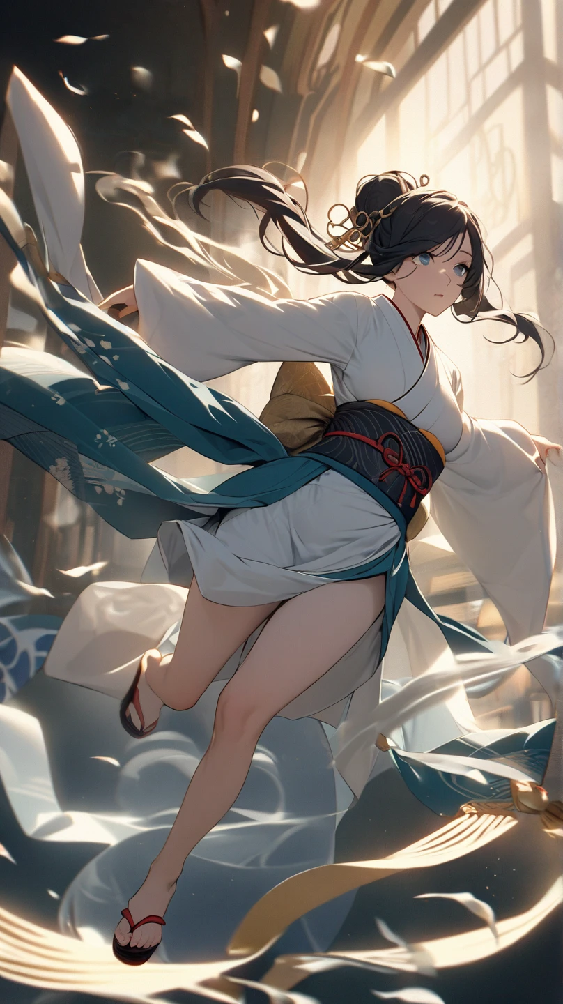 masterpiece, best quality, 1girl, all fours, skirt lift, barefoot, ass focus,