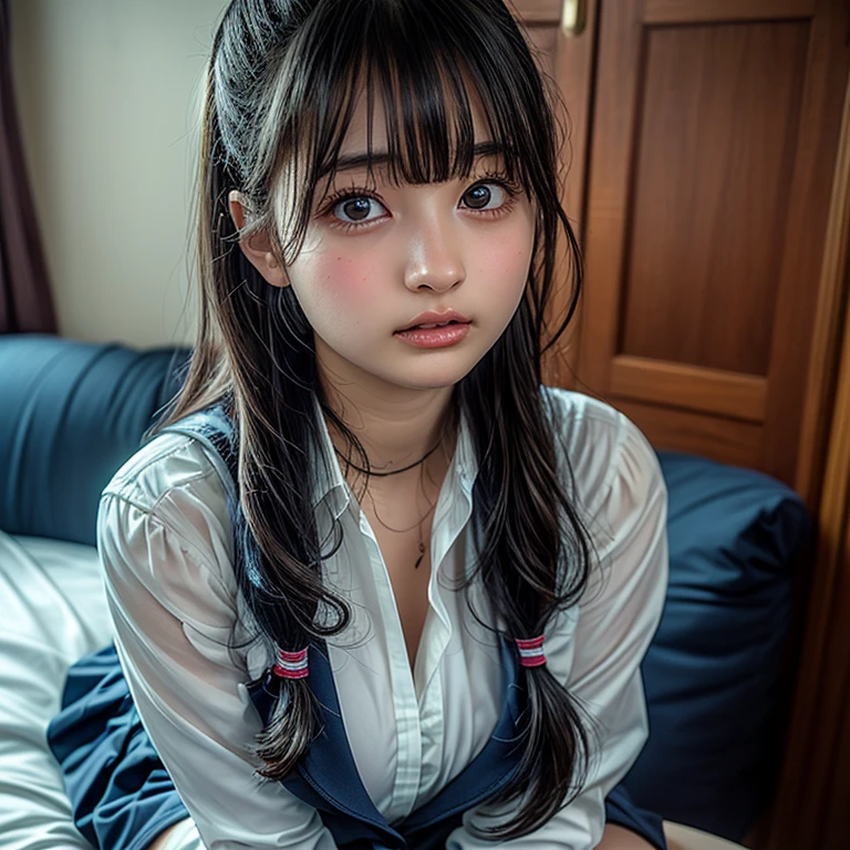 Magic Mix Real、(Live Shooting:1.2)、(Photorealistic:1.4)、The beauty of beautiful details Delicate expression、Lacietiful fine eyes、Huge file sizes、Super detailed、High resolution、A superb beauty Highest quality、masterpiece、、(Japanese Woman)、Extremely detailed representation、Fine details、Highly detailed face movie lighting、(Teenage Girls)、((Dynamic Pose)))、Sexy upturned eyes、Strong bite、Sweaty、Splash、Dark sweat stains、((Super cute、((Small breasts))、(((slender)))、Detailed bite、((Mekosuji、Sujiman、))Soaking wet、(((High school girl uniform)))Spread legs, stink crotch、Amazing leg spread、Wide-open legs、Clear crack、(((panties)))(((Navy blue knee socks)))(((loafers)))Two legs、(((((Cat pose on all fours)))))