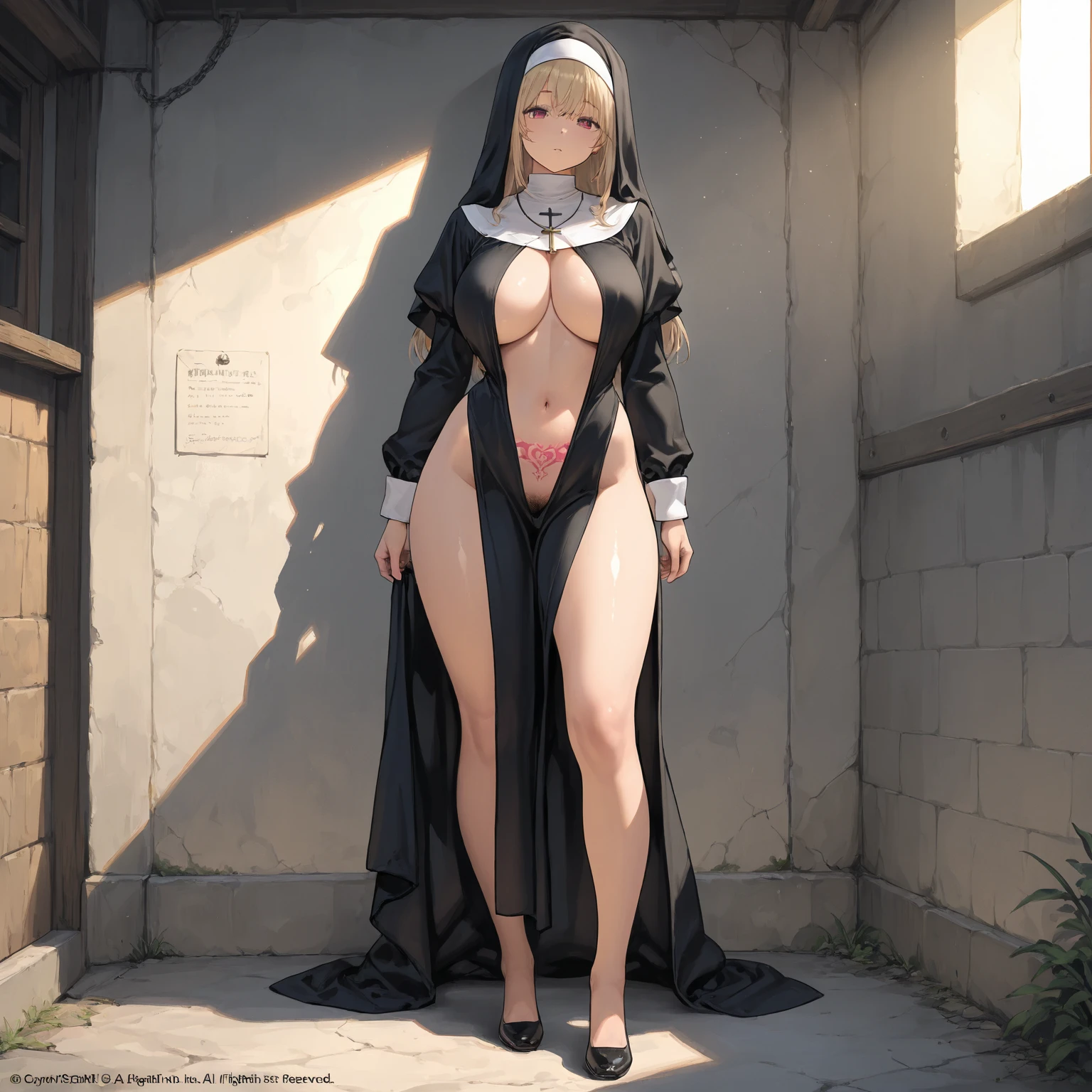 Big breasts, fat hips, clothes, erections,Slender waist,Nun