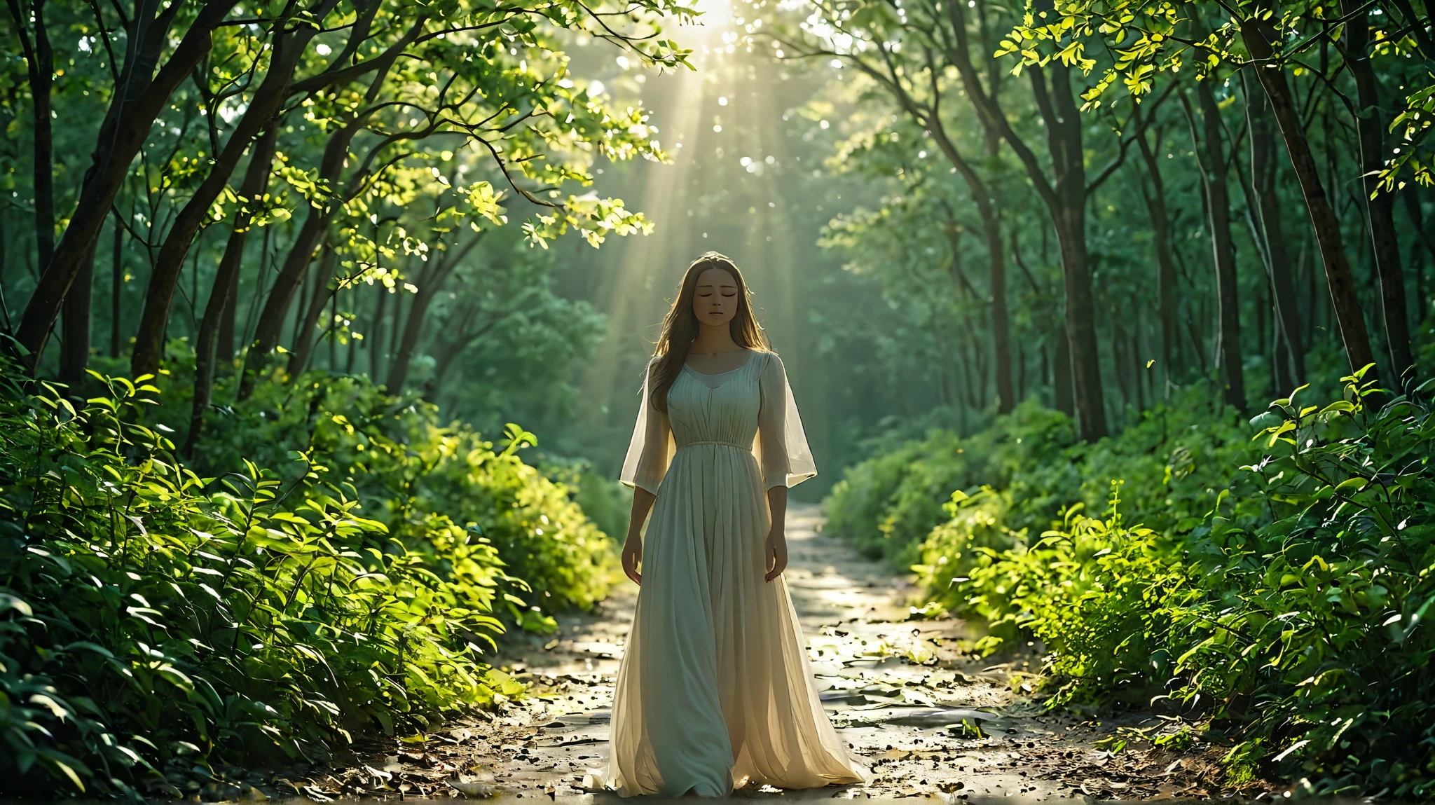 Forest bathing, light, birds singing